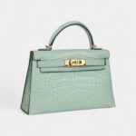 Hermès Kelly Sellier 20 Vert D'Eau Matte Alligator Gold Hardware