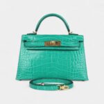Hermès Kelly Sellier 20 Vert Jade Shiny Alligator Gold Hardware