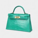 Hermès Kelly Sellier 20 Vert Jade Shiny Alligator Gold Hardware