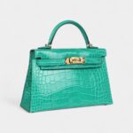 Hermès Kelly Sellier 20 Vert Jade Shiny Alligator Gold Hardware
