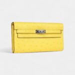 Hermès Kelly To Go Wallet Jaune Citron Ostrich Palladium Hardware