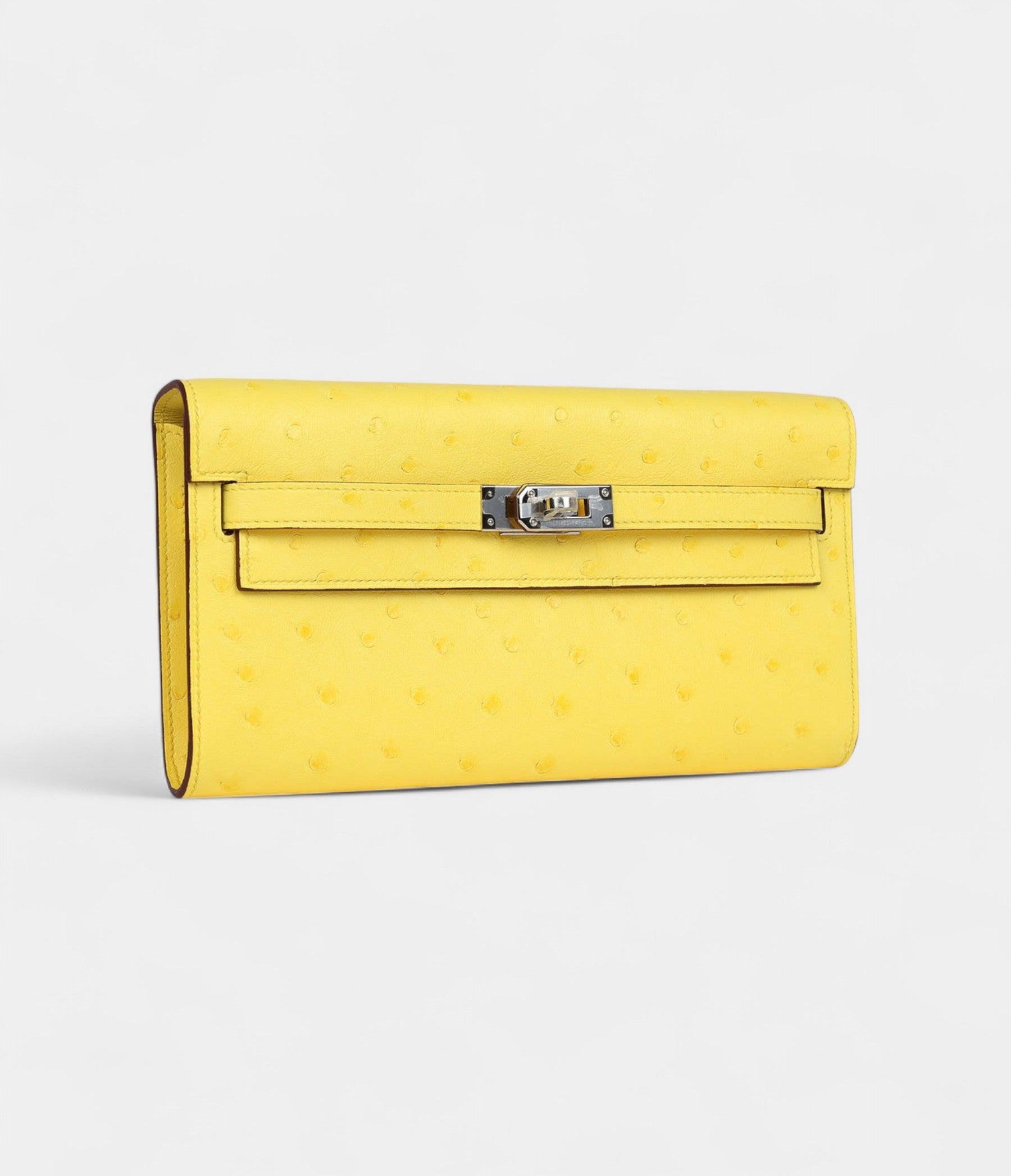 Hermès Kelly To Go Wallet Jaune Citron Ostrich Palladium Hardware