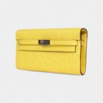 Hermès Kelly To Go Wallet Jaune Citron Ostrich Palladium Hardware
