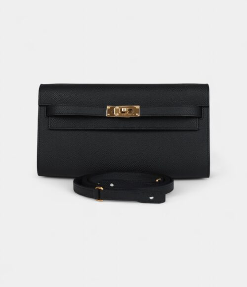 Hermès Kelly Wallet To Go Black Epsom Gold Hardware