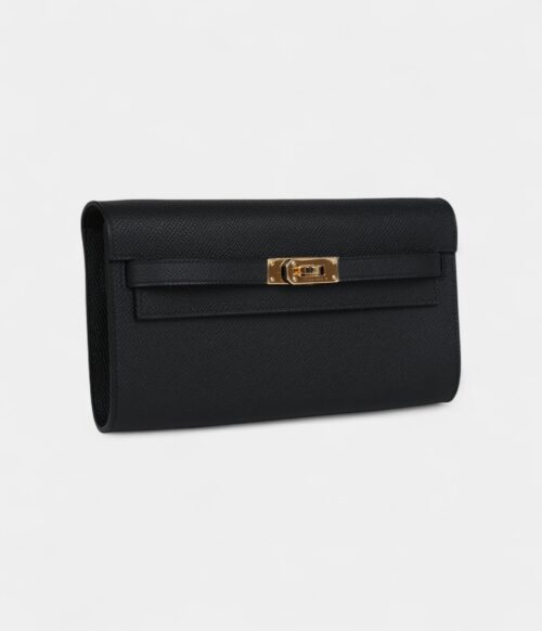 Hermès Kelly Wallet To Go Black Epsom Gold Hardware