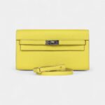Hermès Kelly Wallet To Go Lime Chevre Palladium Hardware