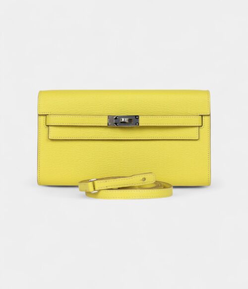 Hermès Kelly Wallet To Go Lime Chevre Palladium Hardware
