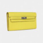 Hermès Kelly Wallet To Go Lime Chevre Palladium Hardware
