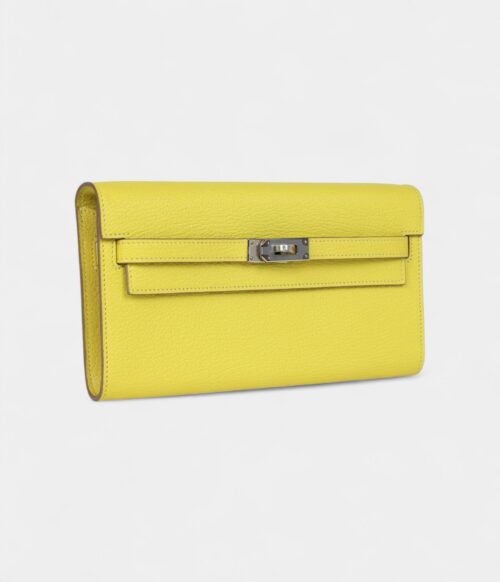 Hermès Kelly Wallet To Go Lime Chevre Palladium Hardware