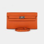 Hermès Kelly Wallet To Go Orange Epsom Palladium Hardware
