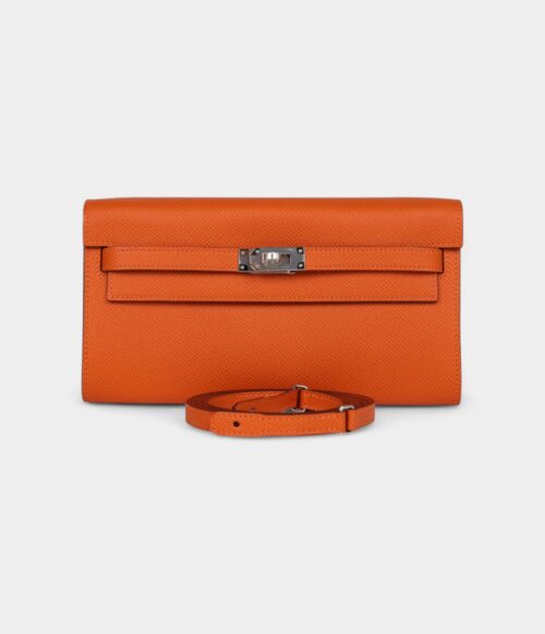 Hermès Kelly Wallet To Go Orange Epsom Palladium Hardware