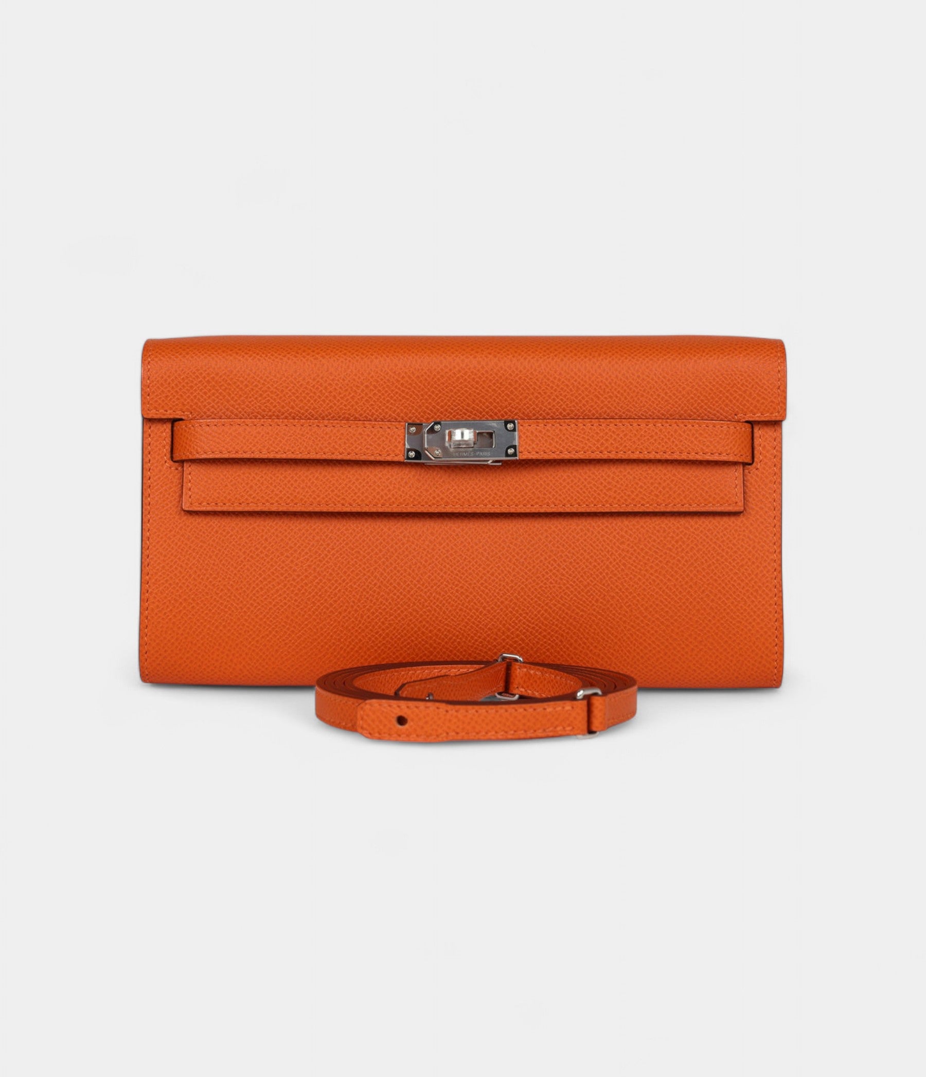Hermès Kelly Wallet To Go Orange Epsom Palladium Hardware