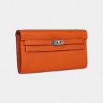 Hermès Kelly Wallet To Go Orange Epsom Palladium Hardware