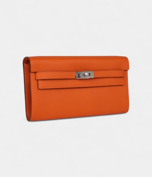 Hermès Kelly Wallet To Go Orange Epsom Palladium Hardware