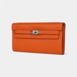 Hermès Kelly Wallet To Go Orange Epsom Palladium Hardware