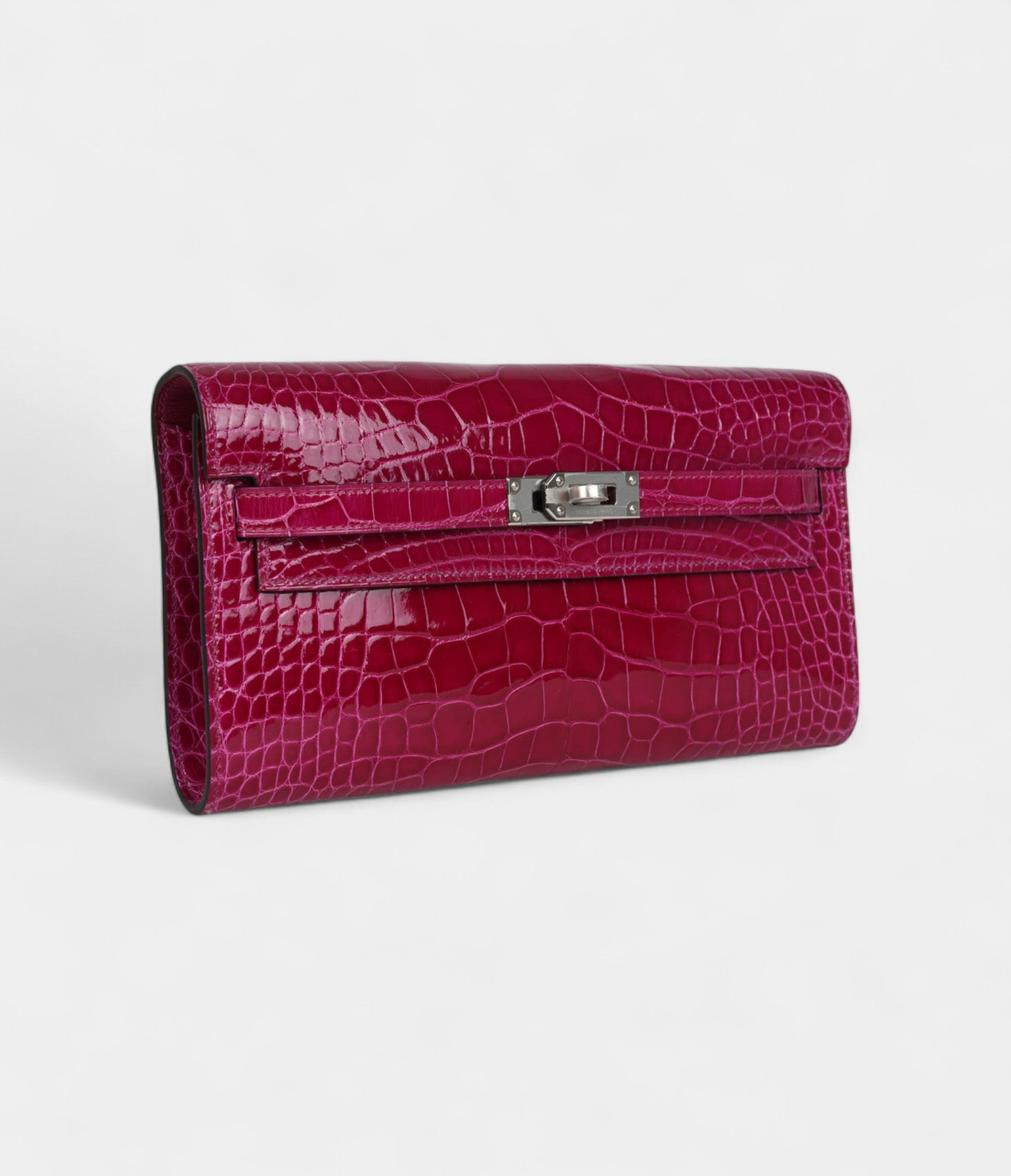 Hermès Kelly Wallet To Go Rose Pourpre Shiny Alligator Palladium Hardware