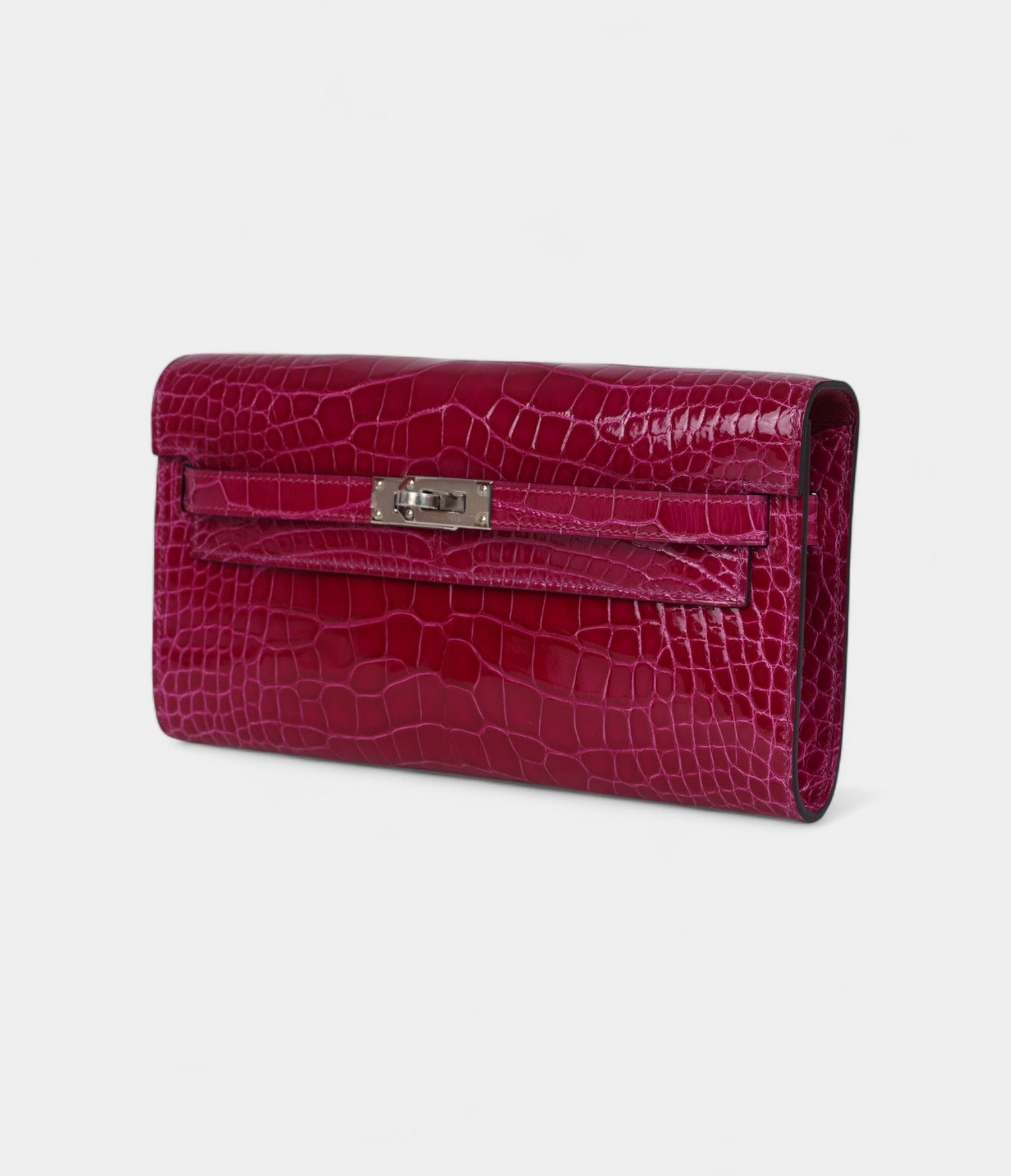 Hermès Kelly Wallet To Go Rose Pourpre Shiny Alligator Palladium Hardware