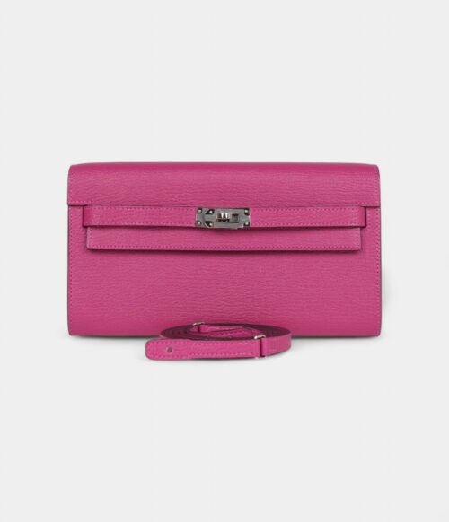 Hermès Kelly Wallet To Go Rose Purple Chevre Palladium Hardware