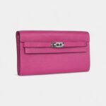 Hermès Kelly Wallet To Go Rose Purple Chevre Palladium Hardware