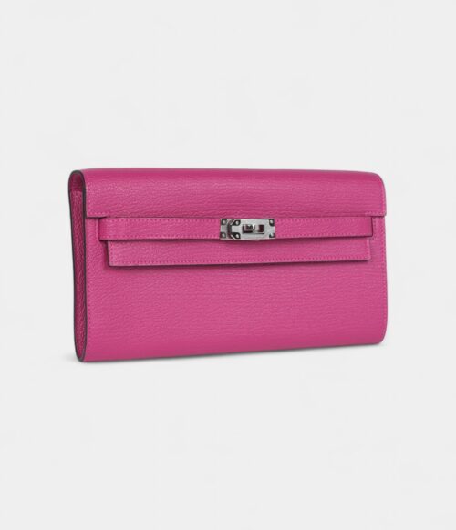 Hermès Kelly Wallet To Go Rose Purple Chevre Palladium Hardware