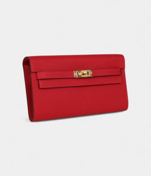 Hermès Kelly Wallet To Go Rouge De Coeur Epsom Gold Hardware