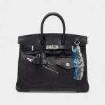 Hermes Limited Edition Black Veau Volupto Rock Birkin 25 Palladium Hardware
