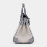 Hermes Limited Edition Glacier Blue Swift and Ecru Canvas Birkin 25 Palladium Hardware
