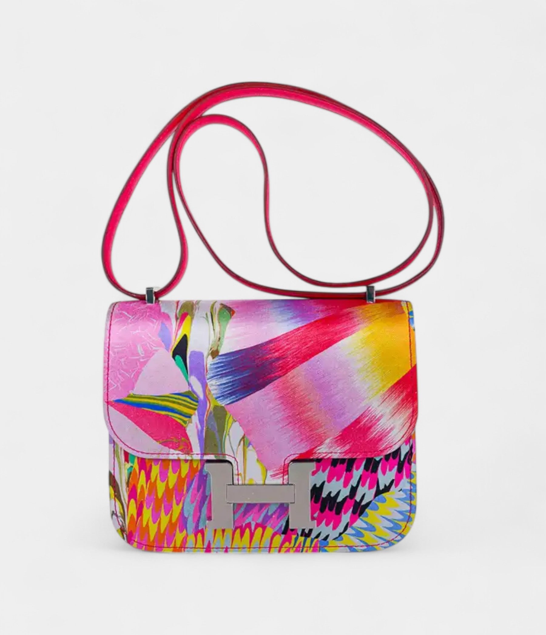 Hermès Limited Edition Mini Constance 18 Bag Marble Silk with Palladium Hardware