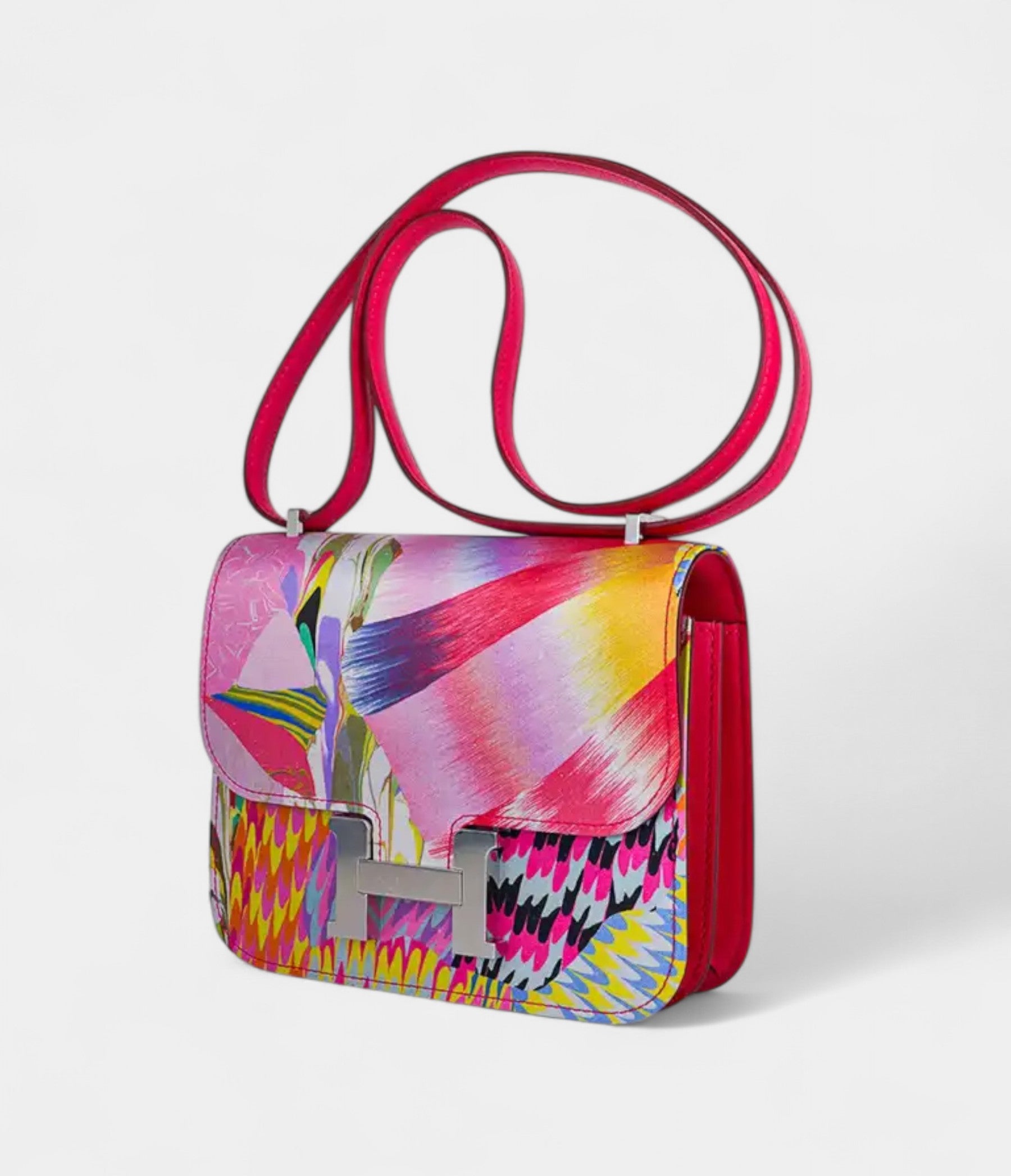 Hermès Limited Edition Mini Constance 18 Bag Marble Silk with Palladium Hardware