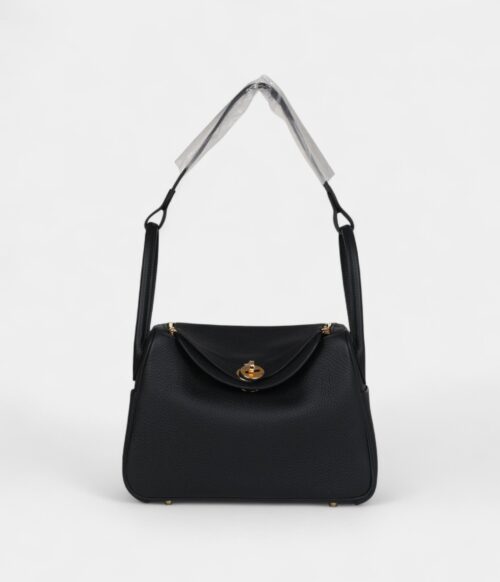 Hermès Lindy 26 Black Clemence Gold Hardware