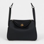 Hermès Lindy 26 Black Clemence Gold Hardware