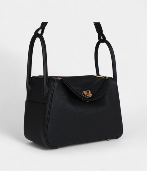 Hermès Lindy 26 Black Clemence Gold Hardware