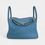 Hermes Lindy 30 Taurillon Clemence Shoulder Bag Blue Jean