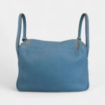 Hermes Lindy 30 Taurillon Clemence Shoulder Bag Blue Jean