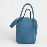 Hermes Lindy 30 Taurillon Clemence Shoulder Bag Blue Jean