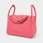 Hermes Lindy 30 shoulder bag in Rose Azalee Evercolor leather with Palladium hardware