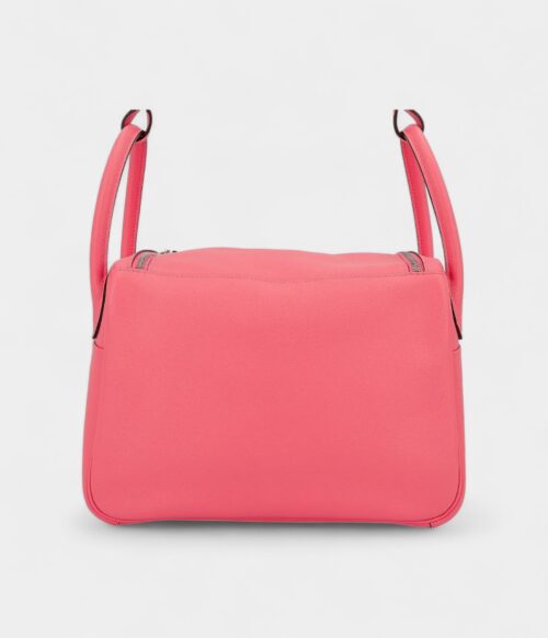 Hermes Lindy 30 shoulder bag in Rose Azalee Evercolor leather with Palladium hardware