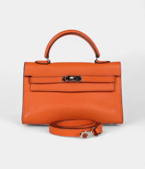 Hermès Micro Kelly 15 Orange Swift Palladium Hardware