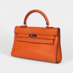 Hermès Micro Kelly 15 Orange Swift Palladium Hardware