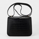 Hermes Mini Constance 18 Bag Black Matte Alligator with Gold Hardware and Mirror