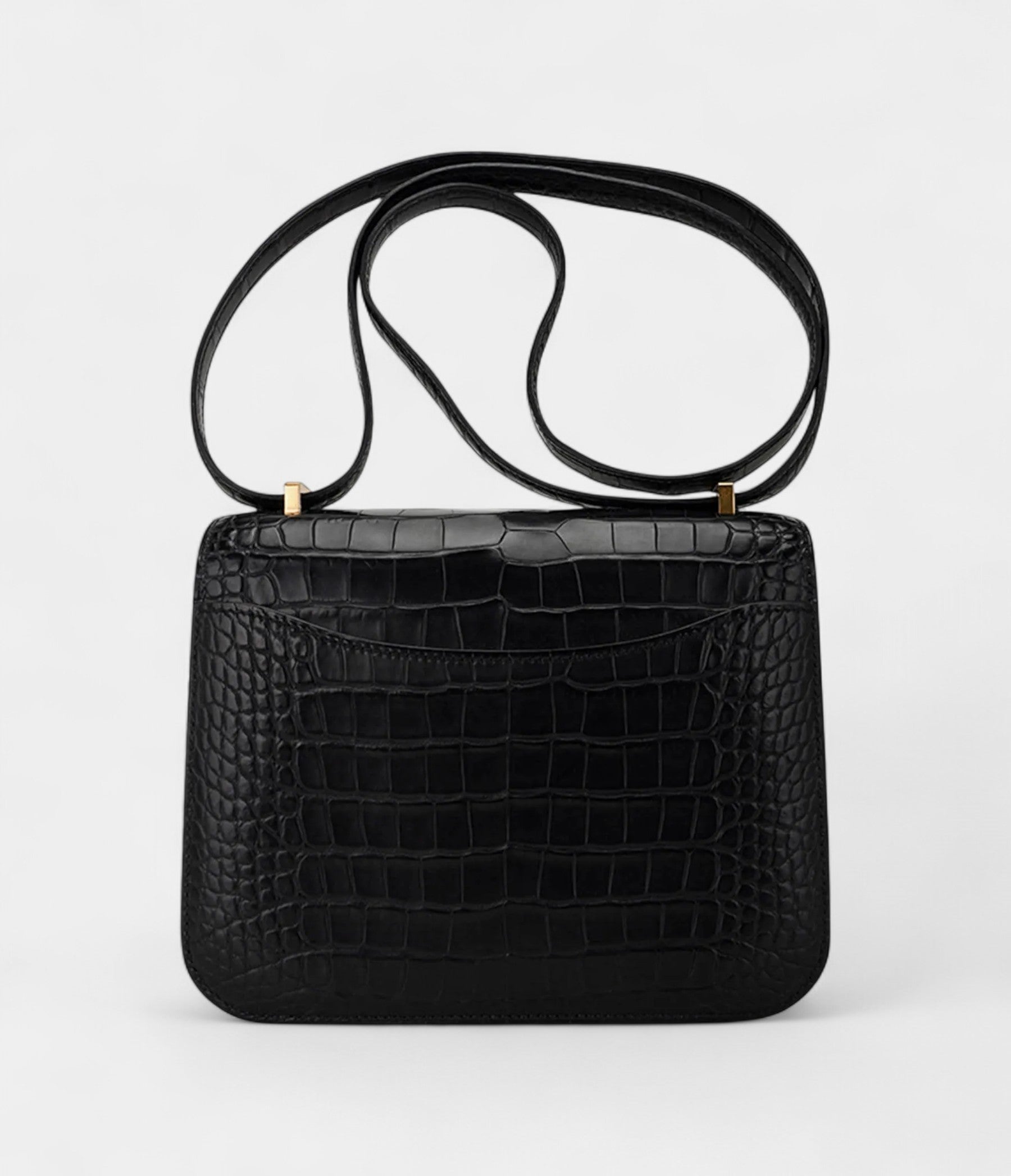 Hermes Mini Constance 18 Bag Black Matte Alligator with Gold Hardware and Mirror