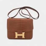 Hermes Mini Constance 18 Bag Gold Matte Alligator with Gold Hardware and Mirror