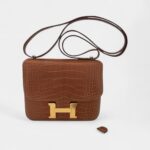 Hermes Mini Constance 18 Bag Gold Matte Alligator with Gold Hardware and Mirror