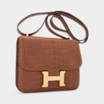 Hermes Mini Constance 18 Bag Gold Matte Alligator with Gold Hardware and Mirror