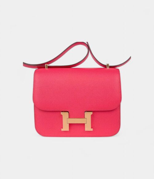 Hermes Mini Constance 18 Bag Rose Extreme Epsom Leather with Gold Hardware