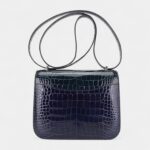 Hermes Mini Constance 18 Bag Tri-Color Blue Sapphire, Vert Rousseau, & Black Alligator with Palladium Hardware