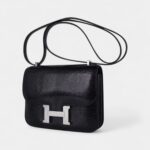 Hermes Mini Constance Bag 18 Black Lizard with Palladium Hardware