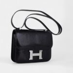 Hermes Mini Constance Bag 18 Black Lizard with Palladium Hardware