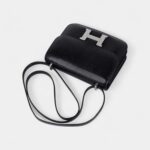 Hermes Mini Constance Bag 18 Black Lizard with Palladium Hardware