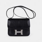 Hermes Mini Constance Bag 18 Black Lizard with Palladium Hardware